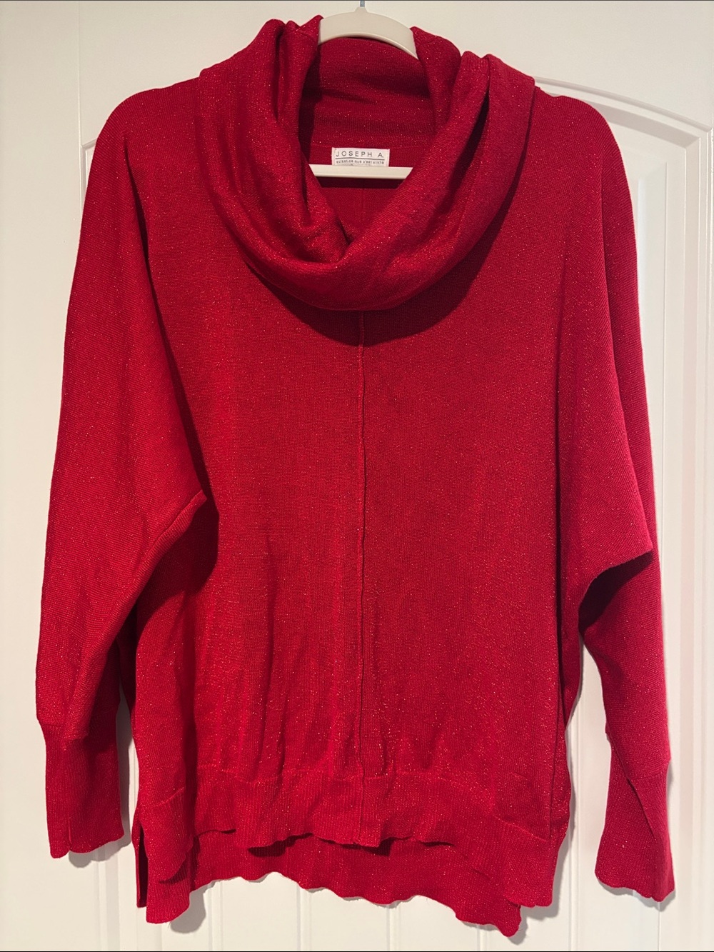 Joseph A - Women’s Red Sparkle Cowl Neck Sweater